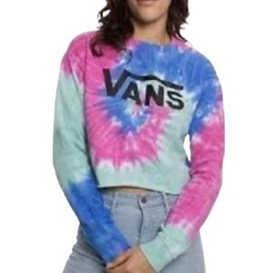 VANS Dye Job Cropped Crewneck Sweater Women's Size M Tie-Dye Pullover